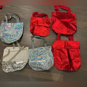 Lot Athleta Red and Silver Tote Bag Set 6